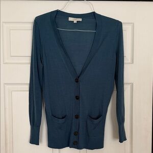 LOFT Women's Teal Cardigan Sweater